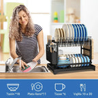 Escurridor de Platos 2 Niveles: Recupera el Mesón de tu Cocina