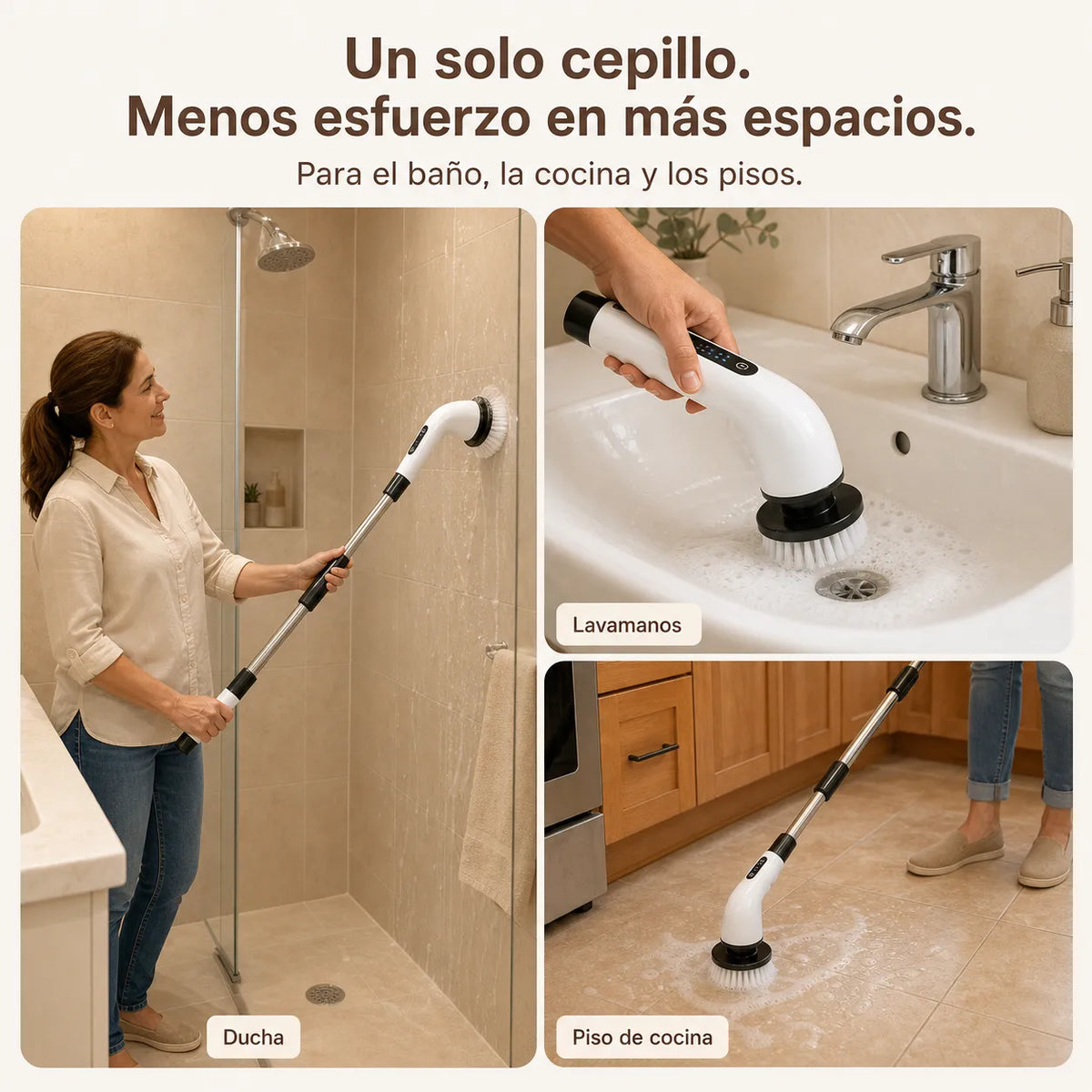 Cepillo Eléctrico MaxClean 9 en 1: Adiós Cansancio y Dolor de Espalda
