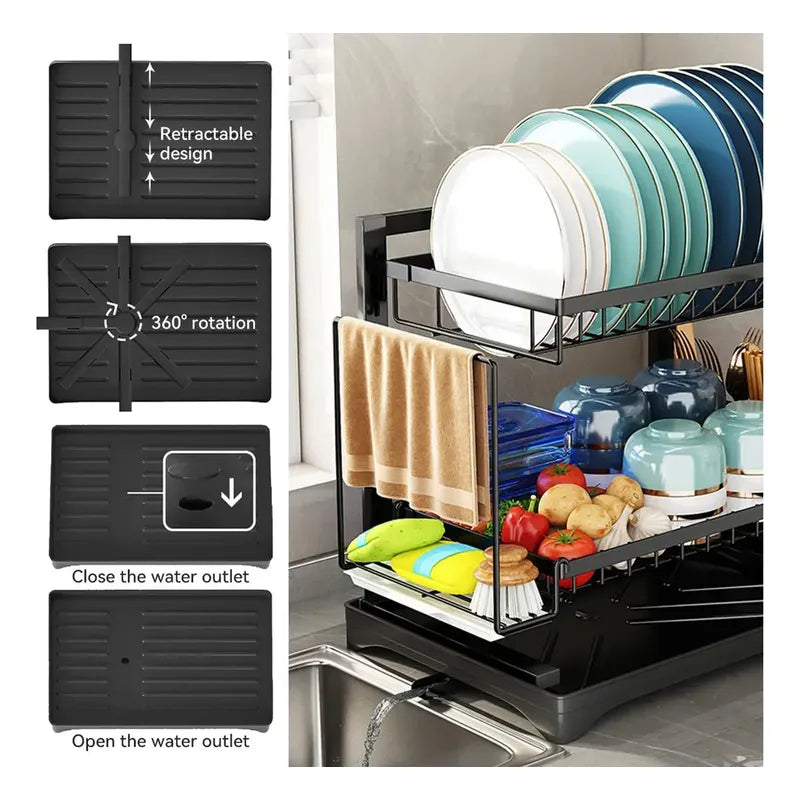 Escurridor de Platos 2 Niveles: Recupera el Mesón de tu Cocina