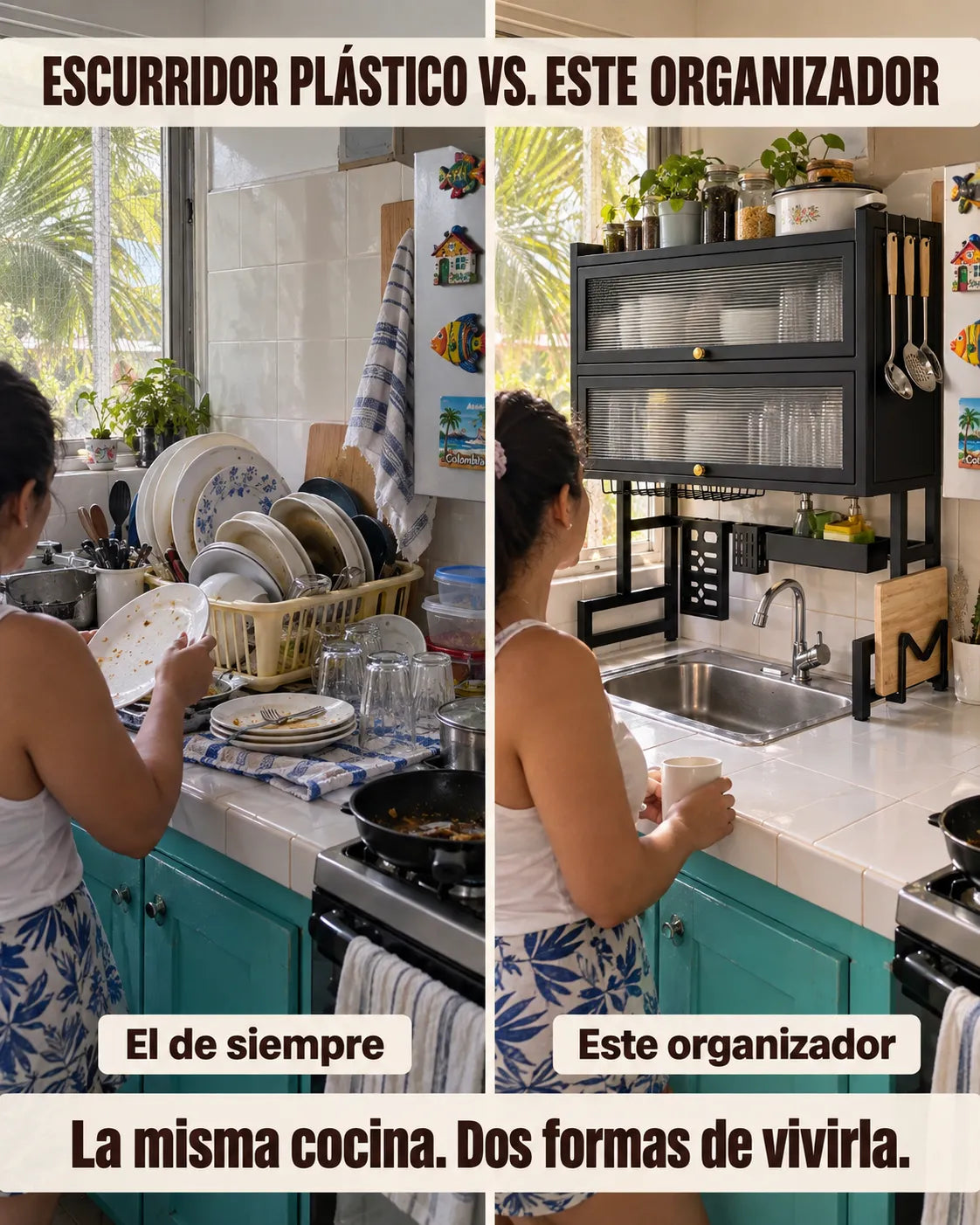 Escurridor de Platos 2 Niveles con Tapa: Adiós Desorden en Tu Cocina ✨