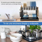 Escurridor de Platos 2 Niveles: Recupera el Mesón de tu Cocina