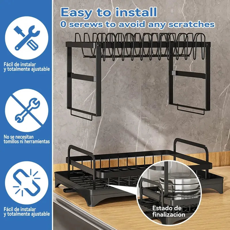 Escurridor de Platos 2 Niveles: Recupera el Mesón de tu Cocina