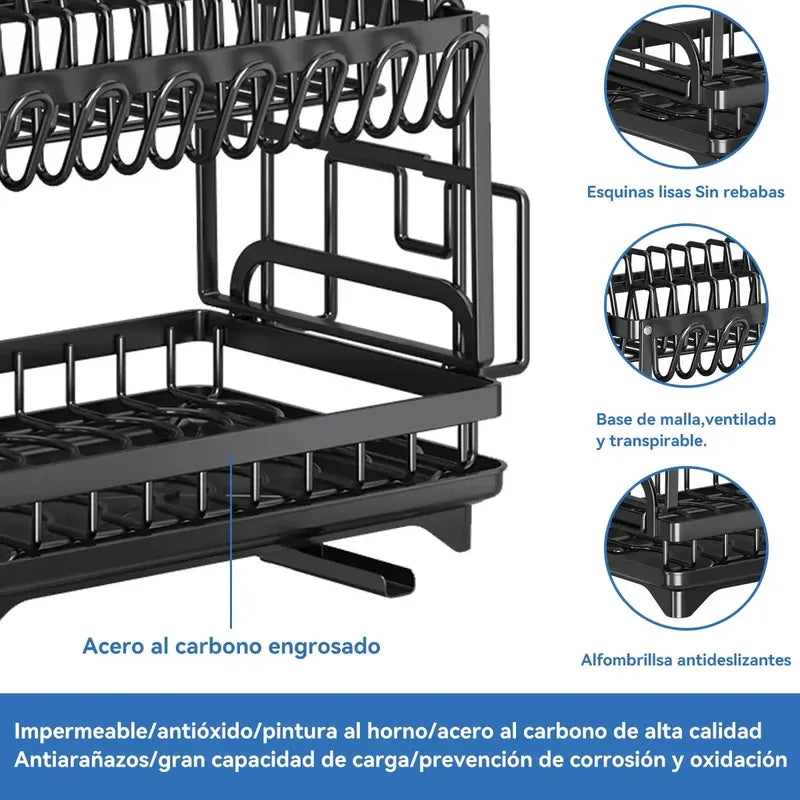 Escurridor de Platos 2 Niveles: Recupera el Mesón de tu Cocina