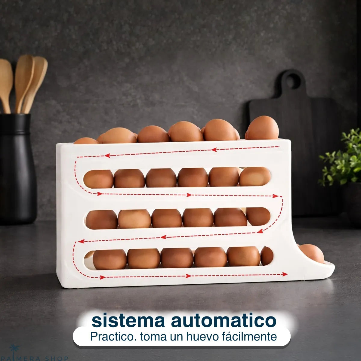 Organizador de Huevos Apilable: Guarda los Huevos sin Ocupar Media Nevera