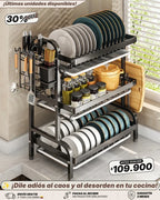 Escurridor de Platos 3 Niveles: Tu Cocina Libre de Desorden